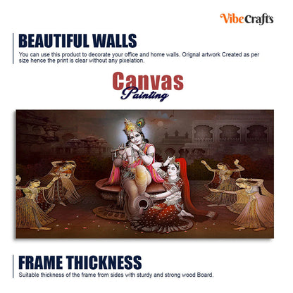 Eurotex Beautiful Radha Krishna with Playing Flute, Canvas Printed, Beautiful Wall Paintings Eurotex