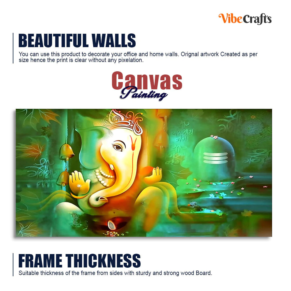 Eurotex Auspicious Ganesh with Shiva lingam, Canvas Printed, Wall Art & Paintings Eurotex