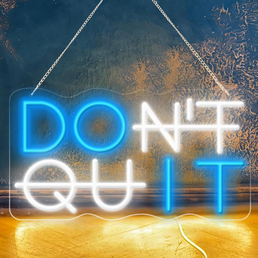 Eurotex Don't Quit Neon Sign, Wall Decor, Neon Signs for Gym (12x18 In)