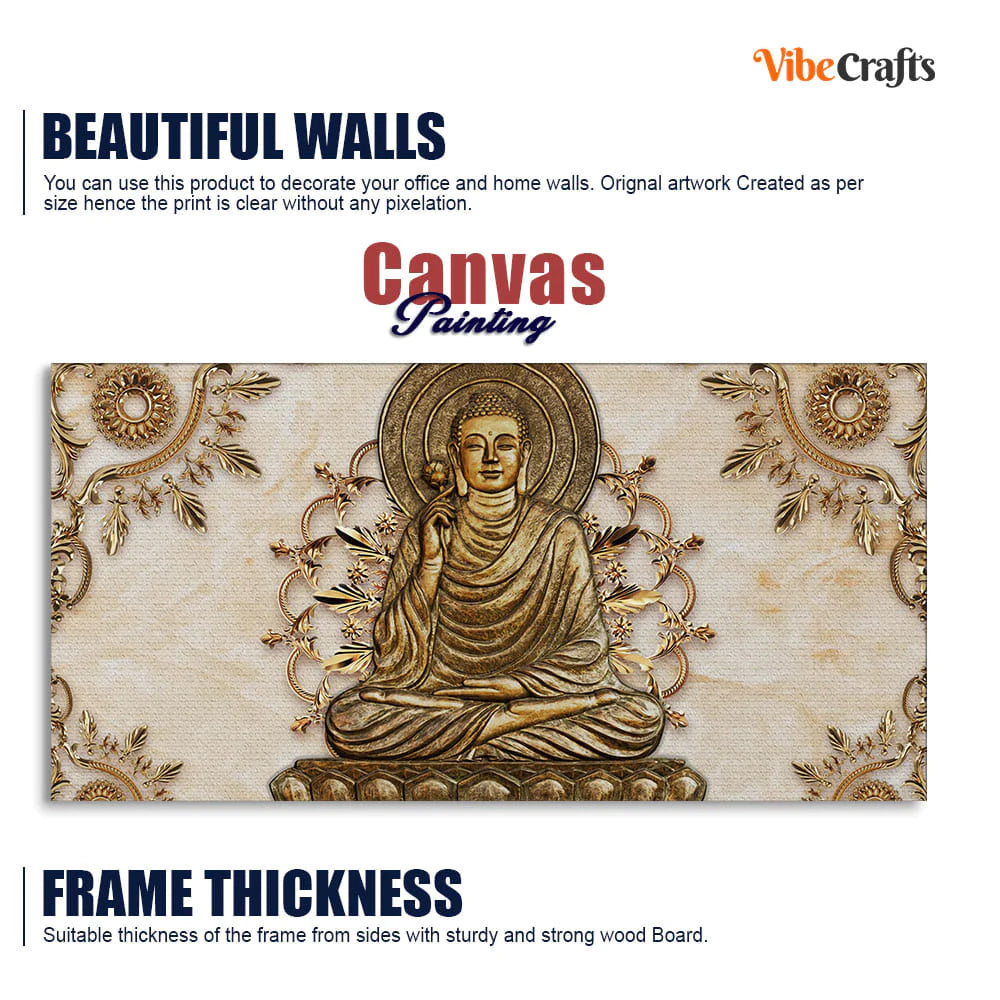 Eurotex Luxury Lord Buddha, Canvas Printed, Wall Painting For Drawing Room Eurotex