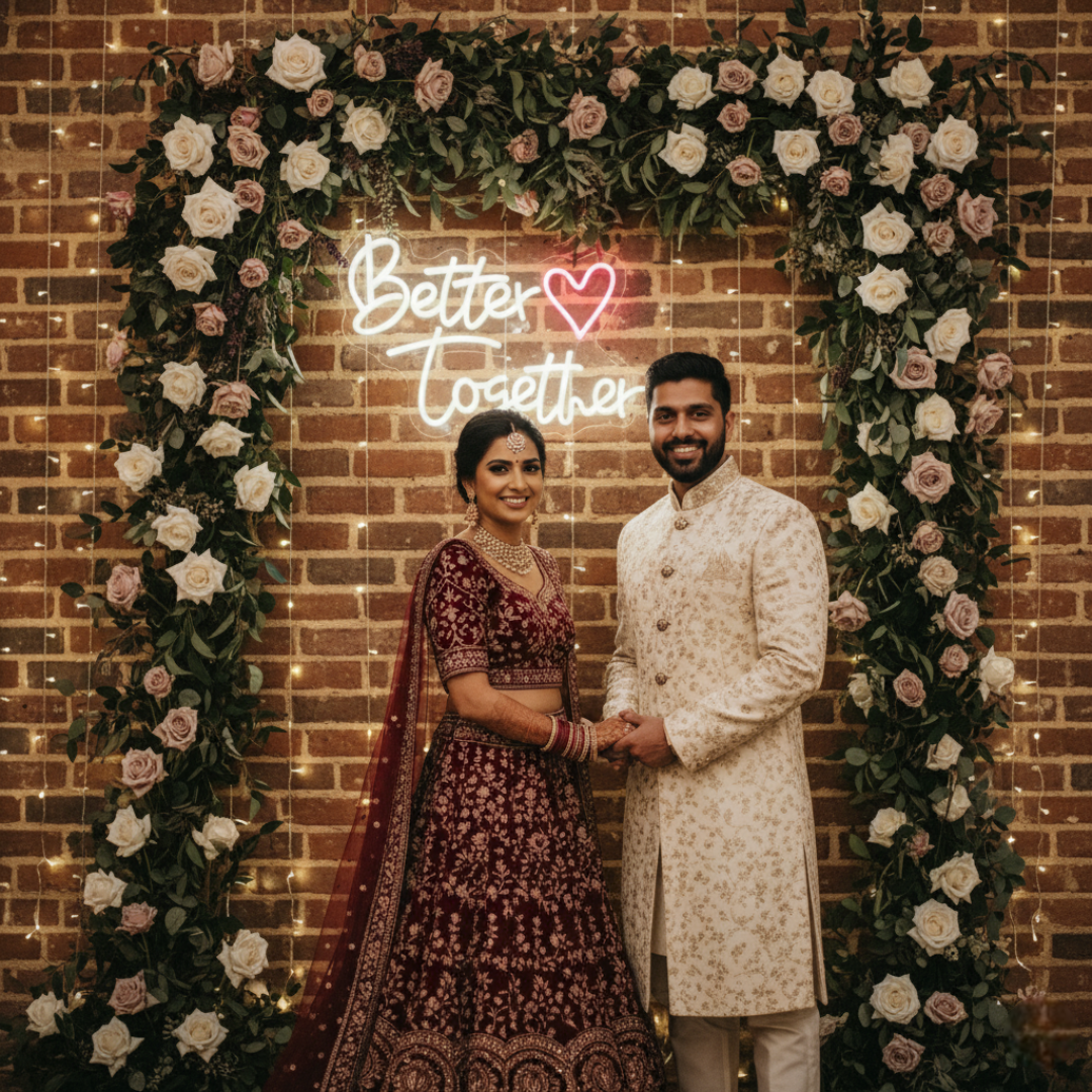 Eurotex Better Together Neon Light – Romantic LED Wedding Sign for Couple Name, Mehndi, Reception Decor & Wedding Gift