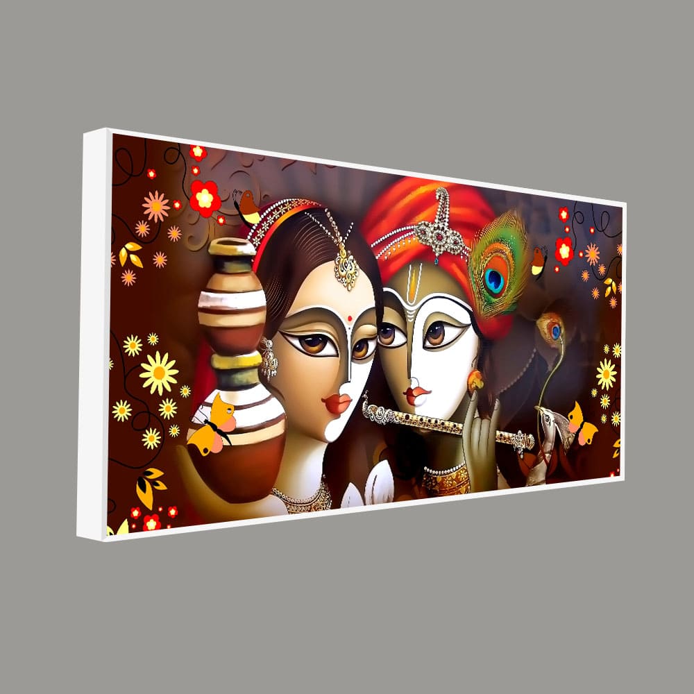 Eurotex Beautiful Lord Radha Krishna with Flute, Canvas Printed, Wall Painting Eurotex