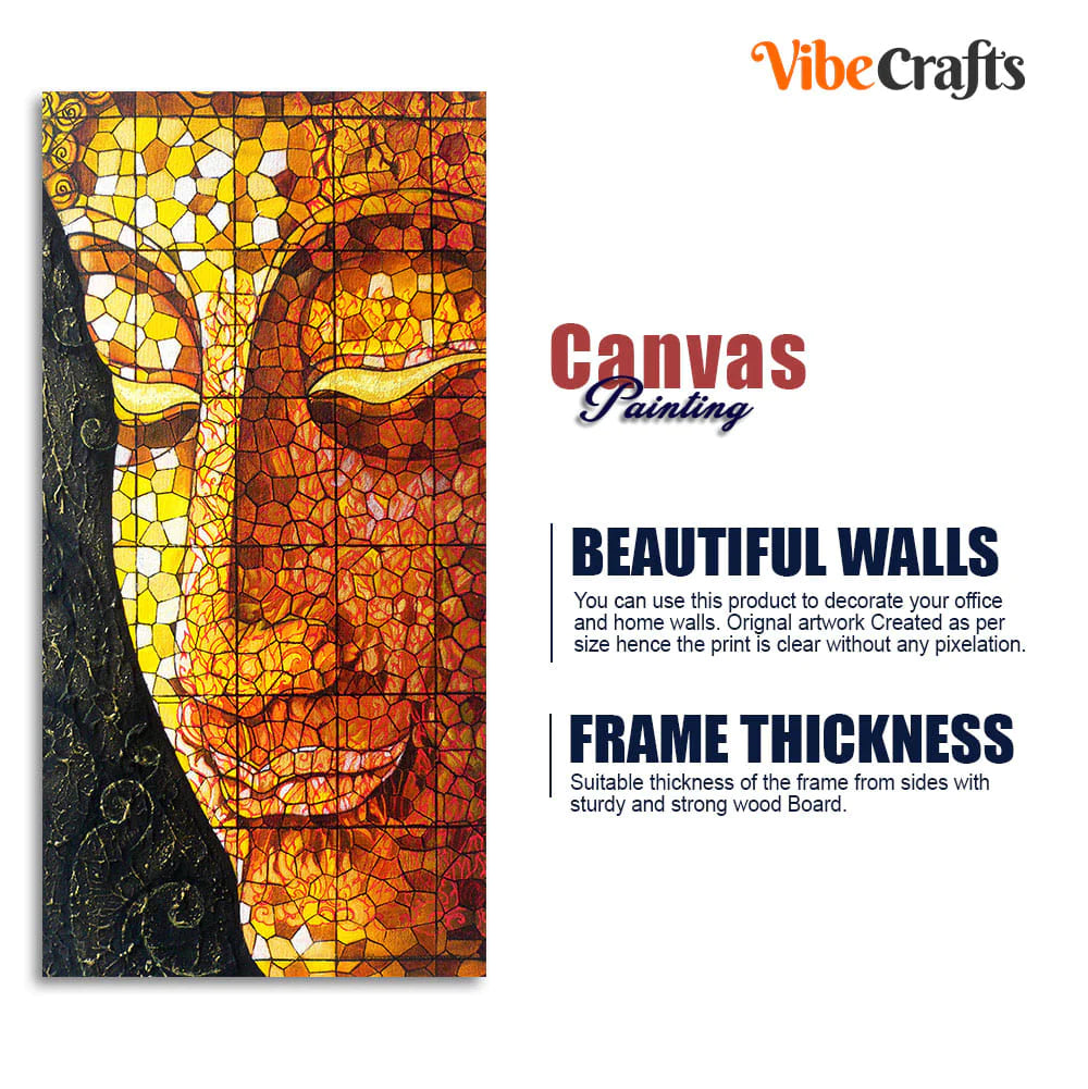 Eurotex Peaceful Golden Buddha, Canvas Printed, Texture art Wall Painting Eurotex