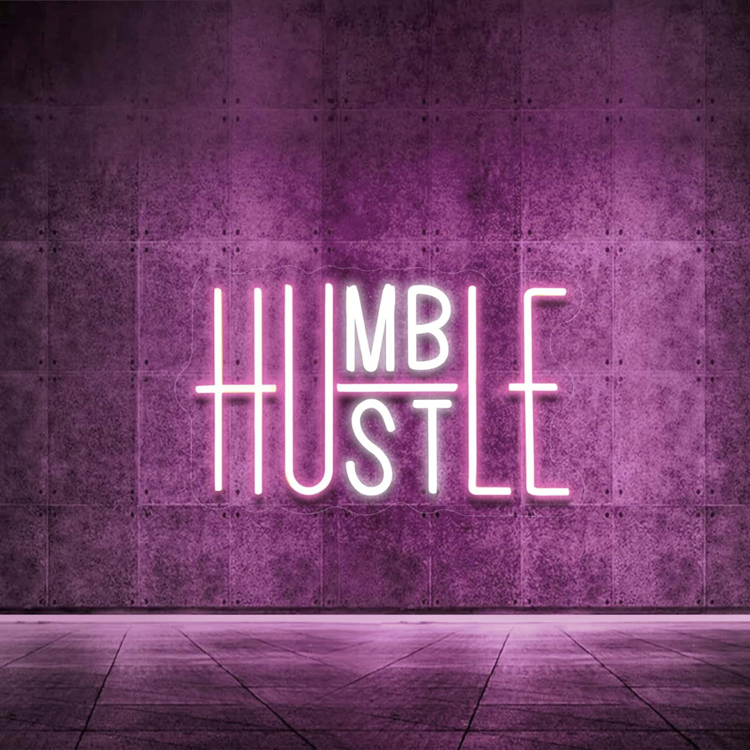 Eurotex Humble Hustle Neon Sign, Wall Decor, Neon Signs for room (14x20 In)