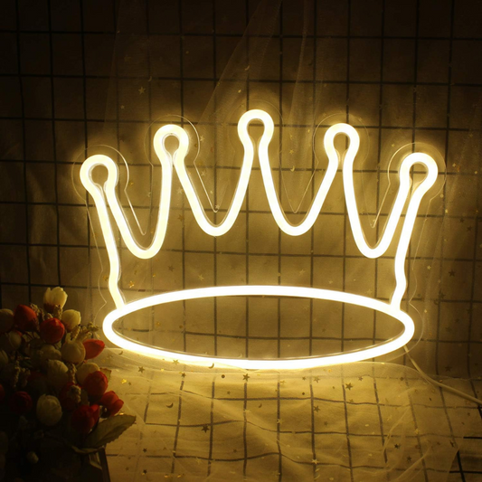 Eurotex Beautiful Crown Neon Sign, Wall Decor, Neon Signs for Living room (6x12 In)