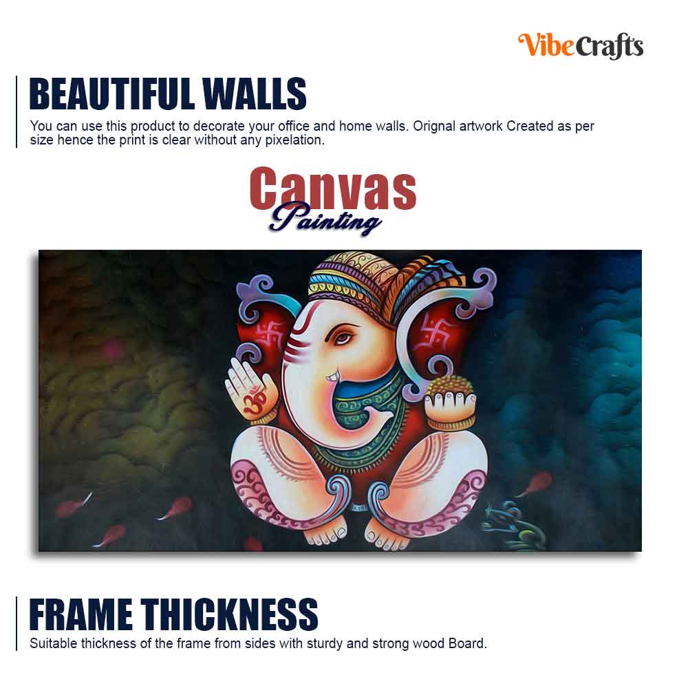 Eurotex Abstract Art Shri Ganesha, Canvas Printed, Beautiful Simple Wall Paintings Eurotex