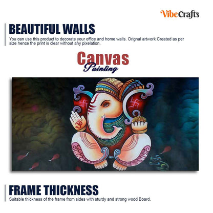 Eurotex Abstract Art Shri Ganesha, Canvas Printed, Beautiful Simple Wall Paintings Eurotex