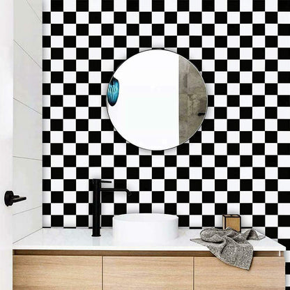 Eurotex Self Adhesive Wallpaper Waterproof Vinyl Stickers PVC Wall Papers 45cm x 300cm (Black & White Check) Eurotex