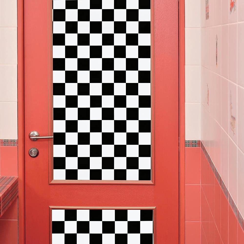 Eurotex Self Adhesive Wallpaper Waterproof Vinyl Stickers PVC Wall Papers 45cm x 300cm (Black & White Check) Eurotex