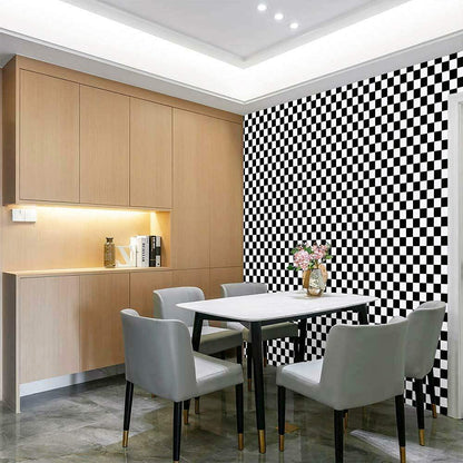 Eurotex Self Adhesive Wallpaper Waterproof Vinyl Stickers PVC Wall Papers 45cm x 300cm (Black & White Check) Eurotex