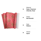Eurotex Self Adhesive Wallpaper Damask Design Red Golden, Peel and Stick -45 x 300cm, (18in x118in) Eurotex