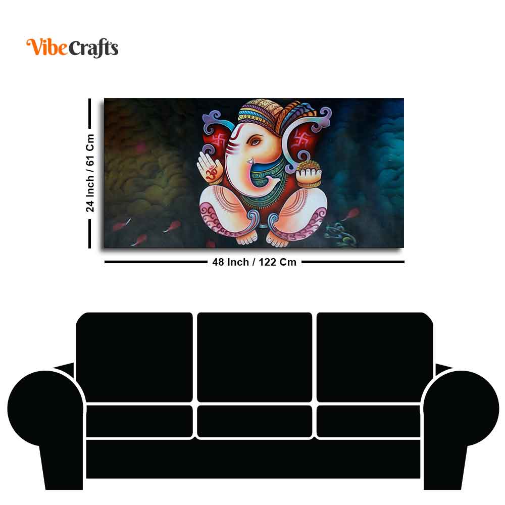 Eurotex Abstract Art Shri Ganesha, Canvas Printed, Beautiful Simple Wall Paintings Eurotex