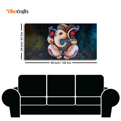 Eurotex Abstract Art Shri Ganesha, Canvas Printed, Beautiful Simple Wall Paintings Eurotex