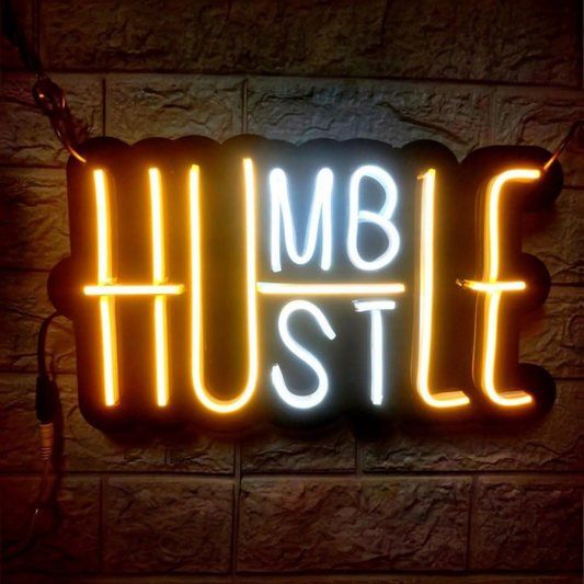 Eurotex Humble Hustle Neon Sign, Wall Decor, Neon Signs for room (14x20 In)