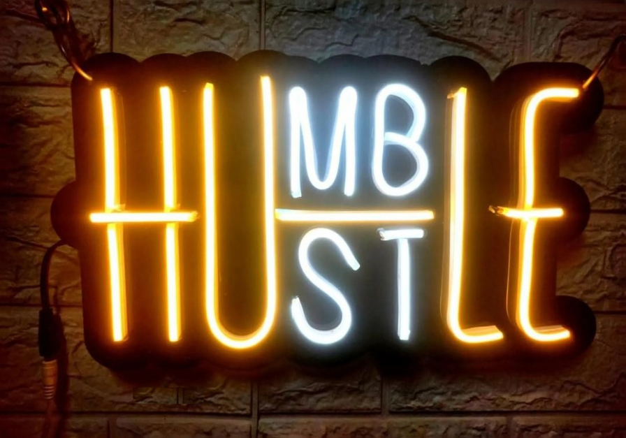 Eurotex Humble Hustle Neon Sign, Wall Decor, Neon Signs for room (14x20 In)