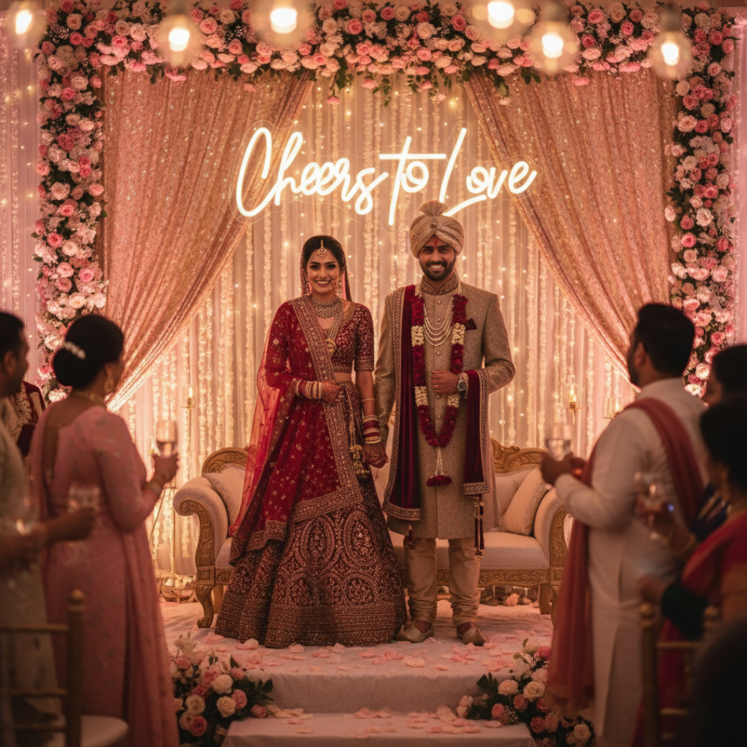 Eurotex LED Cheers to Love Neon Light – Couple Wedding Decor Sign, Perfect Wedding Gift & Reception Backdrop Light