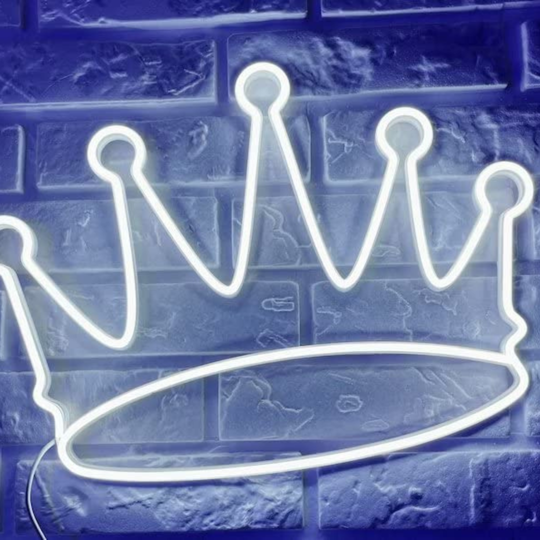 Eurotex Beautiful Crown Neon Sign, Wall Decor, Neon Signs for Living room (6x12 In)