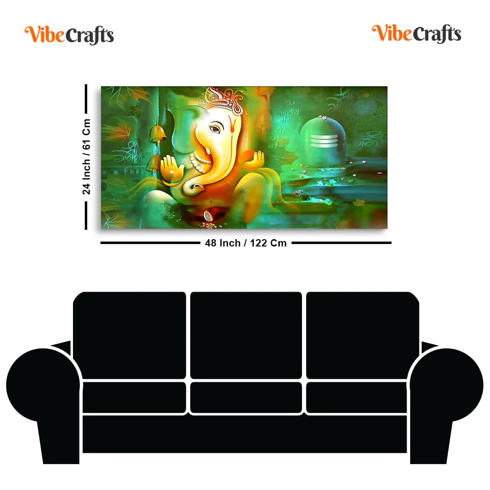 Eurotex Auspicious Ganesh with Shiva lingam, Canvas Printed, Wall Art & Paintings Eurotex