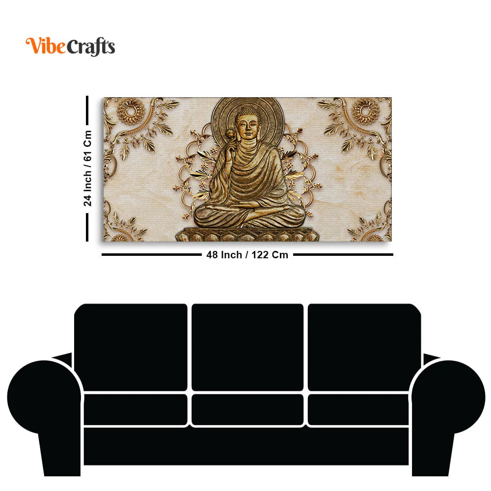 Eurotex Luxury Lord Buddha, Canvas Printed, Wall Painting For Drawing Room Eurotex