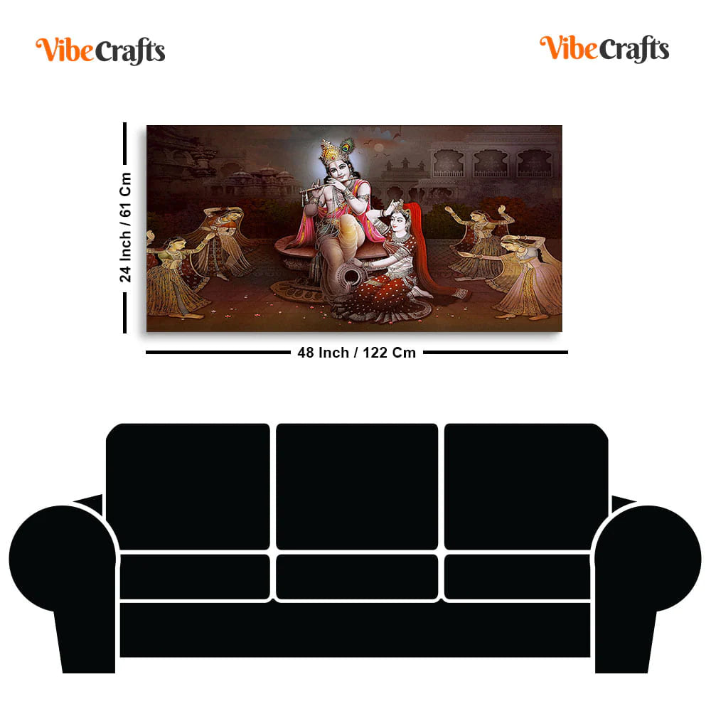 Eurotex Beautiful Radha Krishna with Playing Flute, Canvas Printed, Beautiful Wall Paintings Eurotex