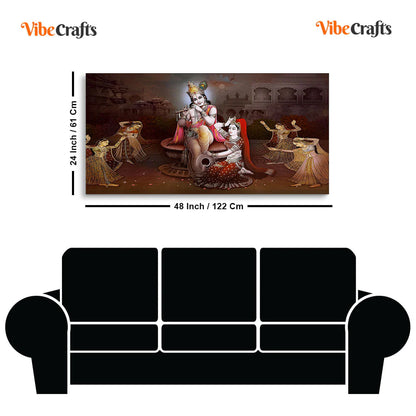 Eurotex Beautiful Radha Krishna with Playing Flute, Canvas Printed, Beautiful Wall Paintings Eurotex