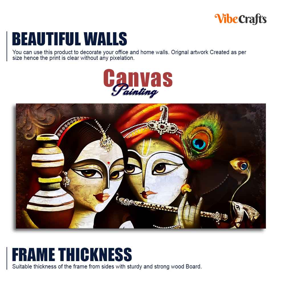 Eurotex Radha Krishna With Flute, Canvas Printed, Krishna And Radha Painting Eurotex