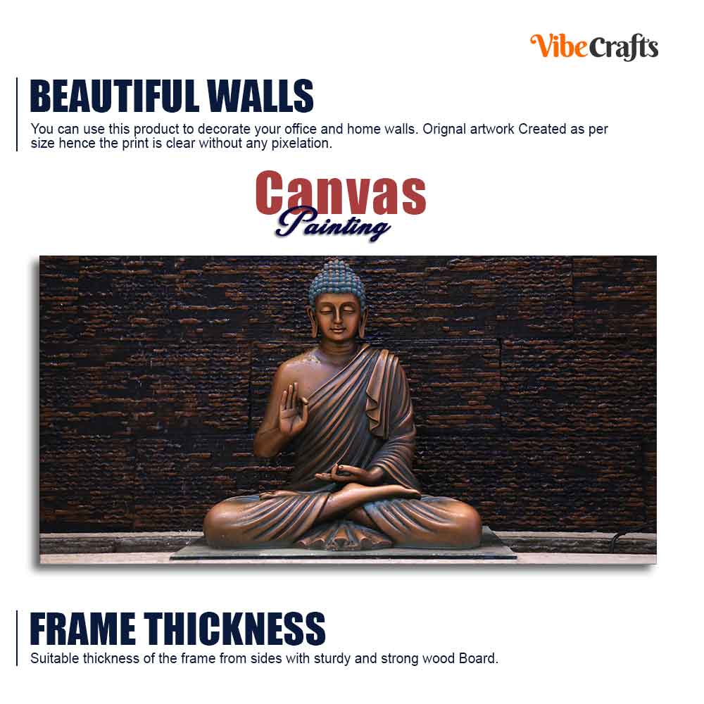 Eurotex Lord Buddha Meditating Statue, Canvas Printed, Beautiful Wall Paintings Eurotex