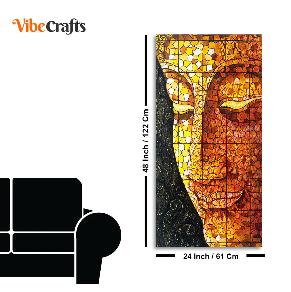 Eurotex Peaceful Golden Buddha, Canvas Printed, Texture art Wall Painting Eurotex