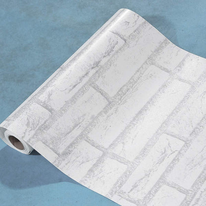 Eurotex Damask Design, White Brick, Peel and Stick, Self Adhesive Wallpaper - (45 cm x 300cm) Eurotex