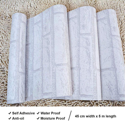 Eurotex Damask Design, White Brick, Peel and Stick, Self Adhesive Wallpaper - (45 cm x 300cm) Eurotex