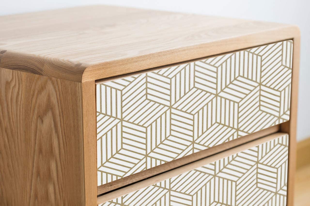 Eurotex Gold and White Geometric Wallpaper for Walls (45x300cm)(Length 3-Meter) Sticker Wallpaper Peel and Stick Hexagon Removable Self Adhesive Waterproof Wallpaper Eurotex