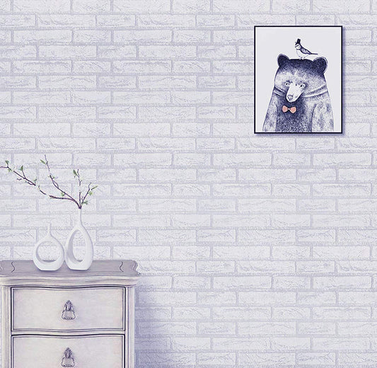 Eurotex Damask Design, White Brick, Peel and Stick, Self Adhesive Wallpaper - (45 cm x 300cm) Eurotex