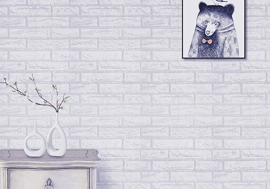 Eurotex Damask Design, White Brick, Peel and Stick, Self Adhesive Wallpaper - (45 cm x 300cm)