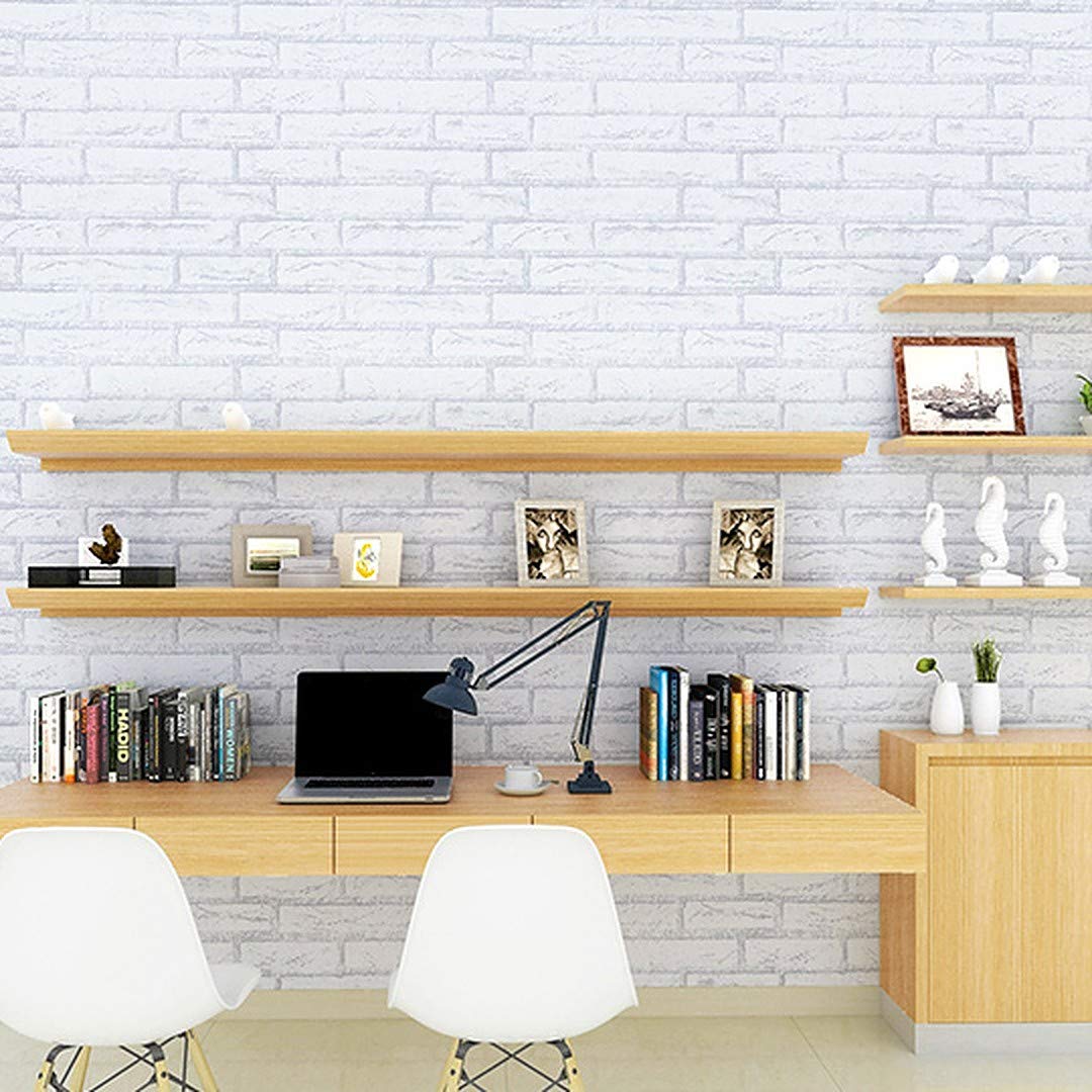 Eurotex Damask Design, White Brick, Peel and Stick, Self Adhesive Wallpaper - (45 cm x 300cm) Eurotex