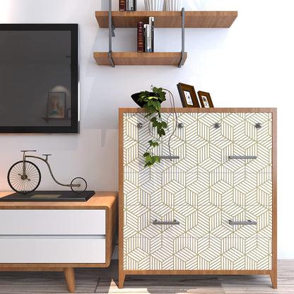 Eurotex Gold and White Geometric Wallpaper for Walls (45x300cm)(Length 3-Meter) Sticker Wallpaper Peel and Stick Hexagon Removable Self Adhesive Waterproof Wallpaper Eurotex
