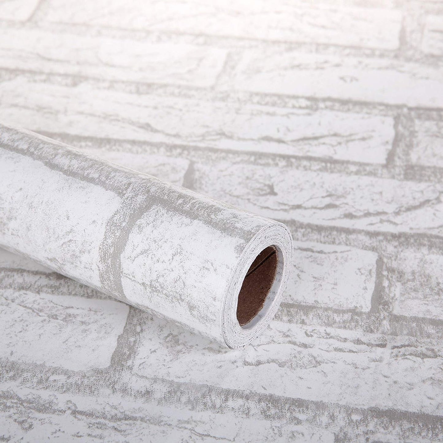 Eurotex Damask Design, White Brick, Peel and Stick, Self Adhesive Wallpaper - (45 cm x 300cm) Eurotex