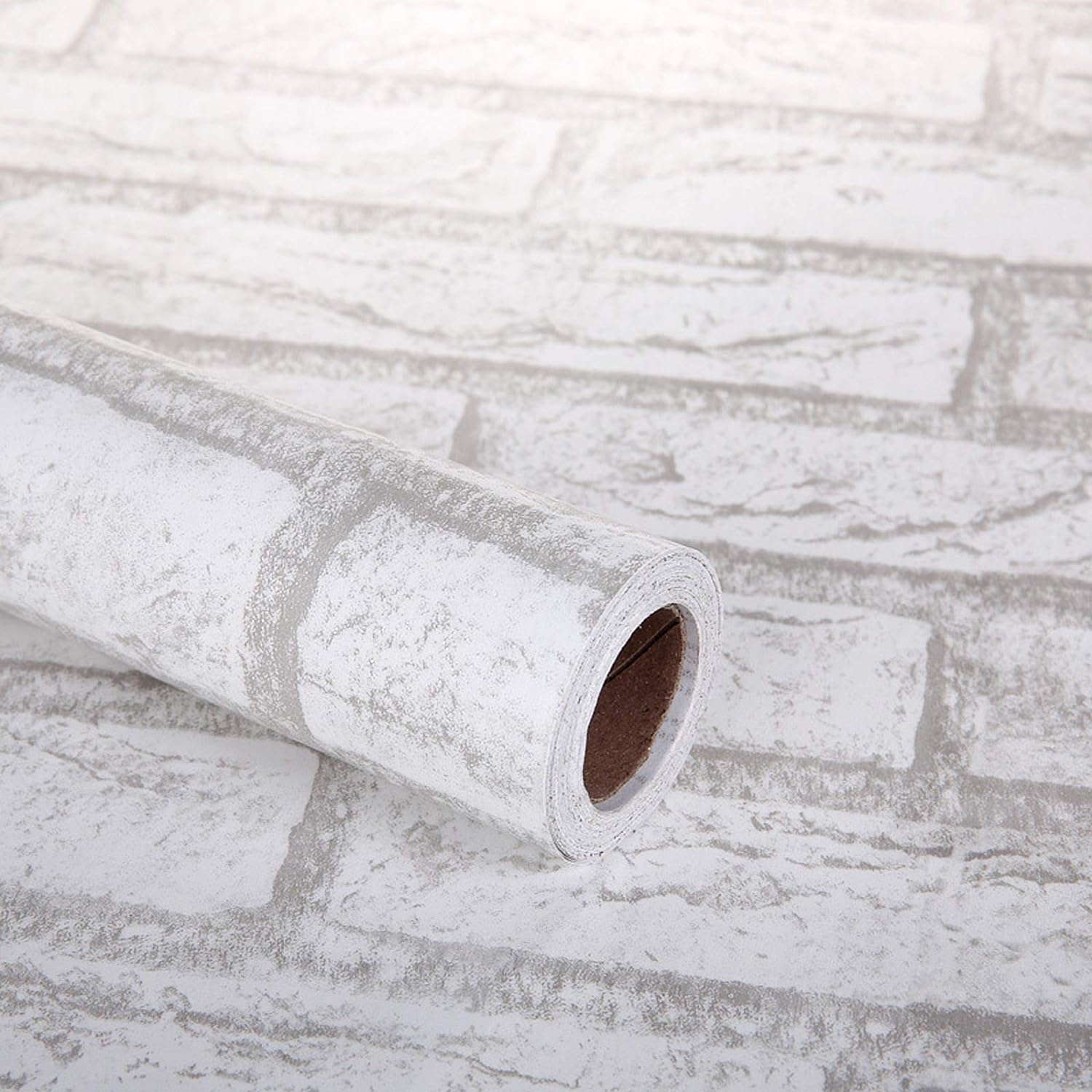 Eurotex Damask Design, White Brick, Peel and Stick, Self Adhesive Wallpaper - (45 cm x 300cm) Eurotex