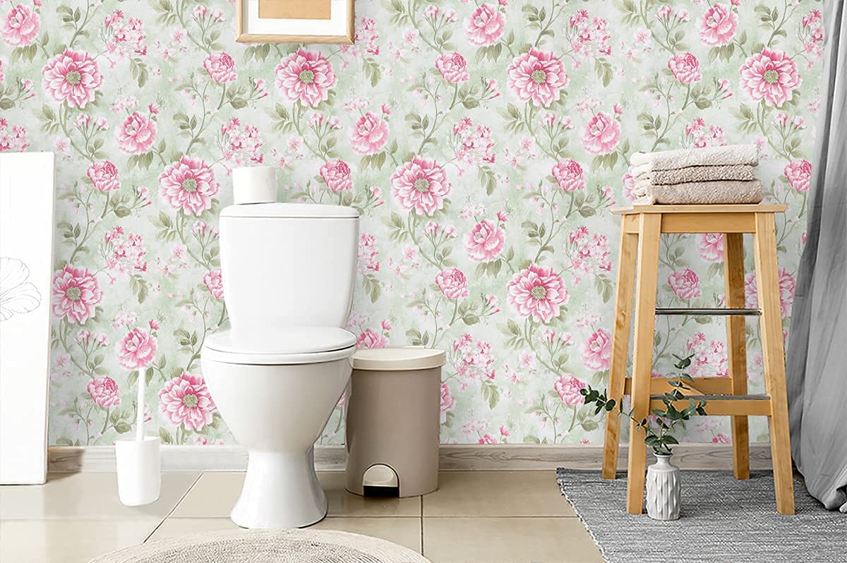 Eurotex Self Adhesive Removable Peel and Stick Wallpaper 45 x 300 cm (Pink Spring Cherry) Eurotex