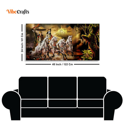 Eurotex Mahabharat Shri Krishna and Arjun Premium, Canvas Printed, Home Wall Painting Eurotex