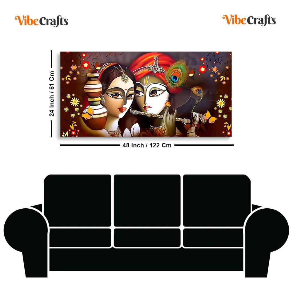 Eurotex Beautiful Lord Radha Krishna with Flute, Canvas Printed, Wall Painting Eurotex