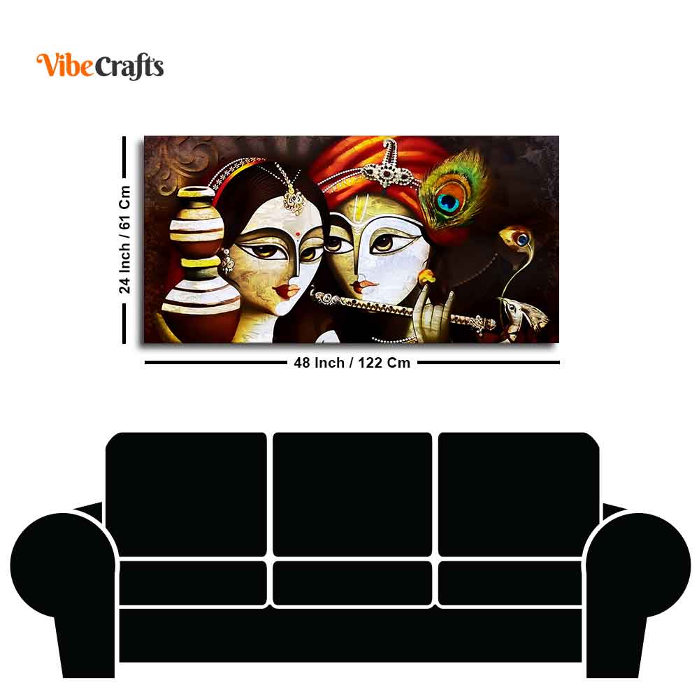 Eurotex Radha Krishna With Flute, Canvas Printed, Krishna And Radha Painting Eurotex