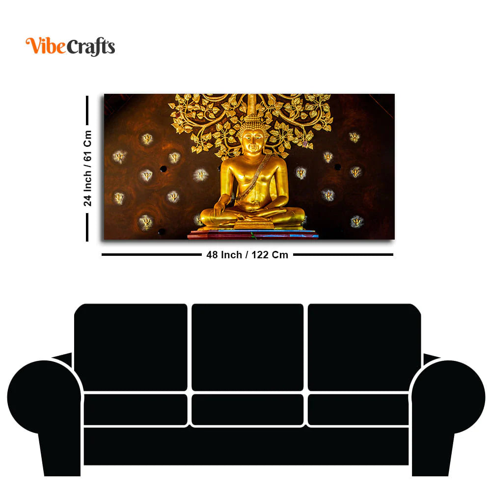 Eurotex Spiritual Golden Gautam Buddha, Canvas Printed, Paintings For Living Room Eurotex