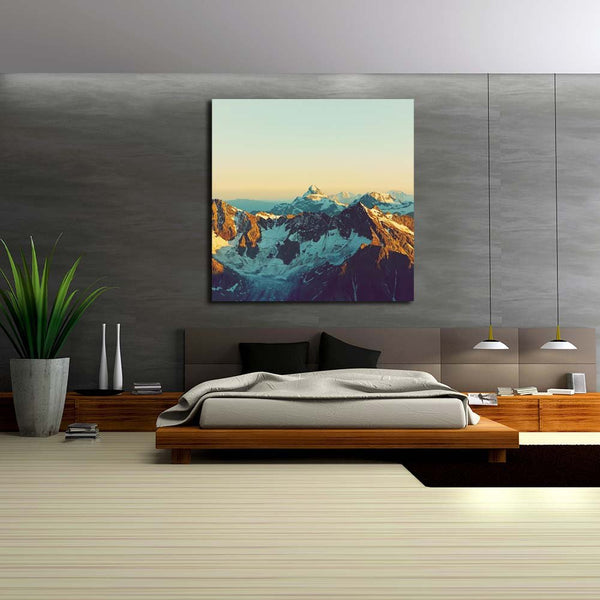 Eurotex Peaks Covered By Snow & Clouds, Canvas Printed, Painting For Living Room