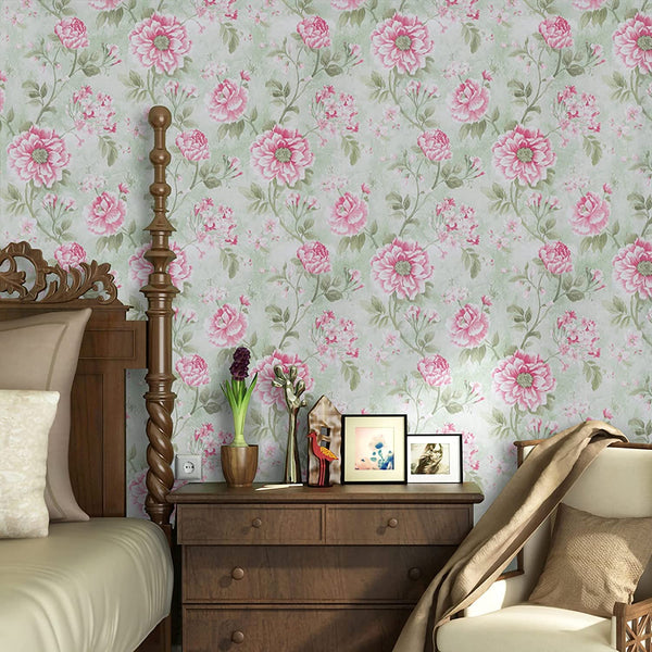 Eurotex Self Adhesive Removable Peel and Stick Wallpaper 45 x 300 cm (Pink Spring Cherry)