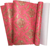 Eurotex Self Adhesive Wallpaper Damask Design Red Golden, Peel and Stick -45 x 300cm, (18in x118in) Eurotex