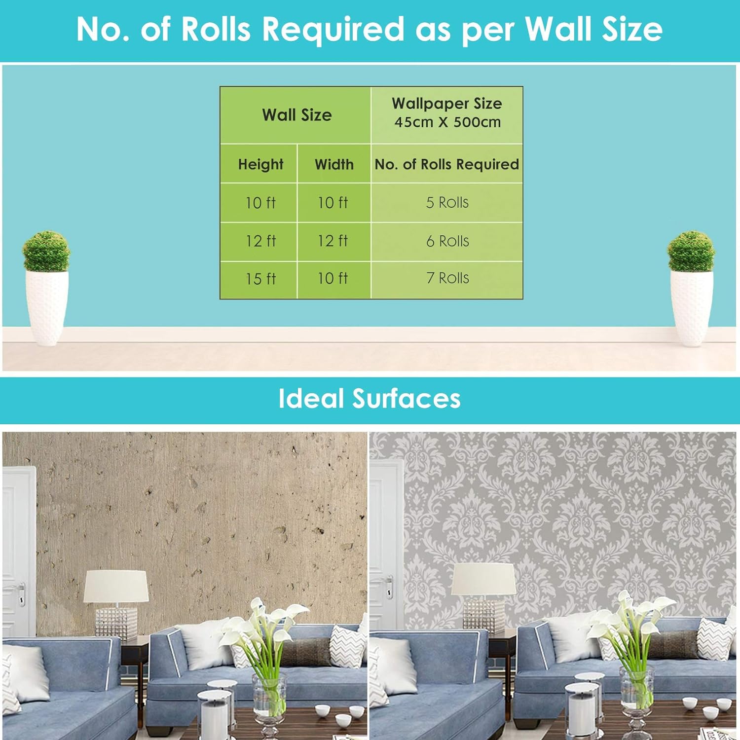 Eurotex Damask Design, White Brick, Peel and Stick, Self Adhesive Wallpaper - (45 cm x 300cm) Eurotex