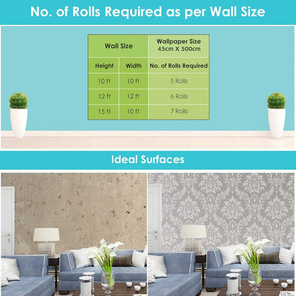 Eurotex Damask Design, White Brick, Peel and Stick, Self Adhesive Wallpaper - (45 cm x 300cm) Eurotex