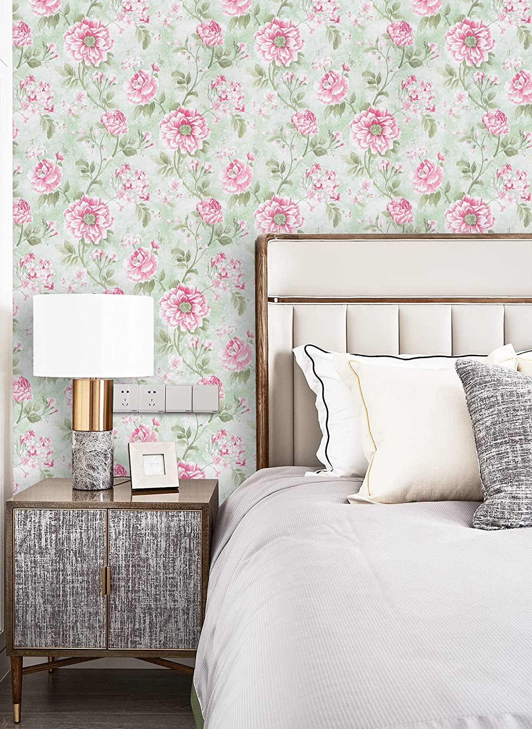 Eurotex Self Adhesive Removable Peel and Stick Wallpaper 45 x 300 cm (Pink Spring Cherry) Eurotex