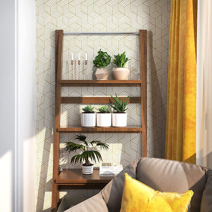 Eurotex Gold and White Geometric Wallpaper for Walls (45x300cm)(Length 3-Meter) Sticker Wallpaper Peel and Stick Hexagon Removable Self Adhesive Waterproof Wallpaper Eurotex