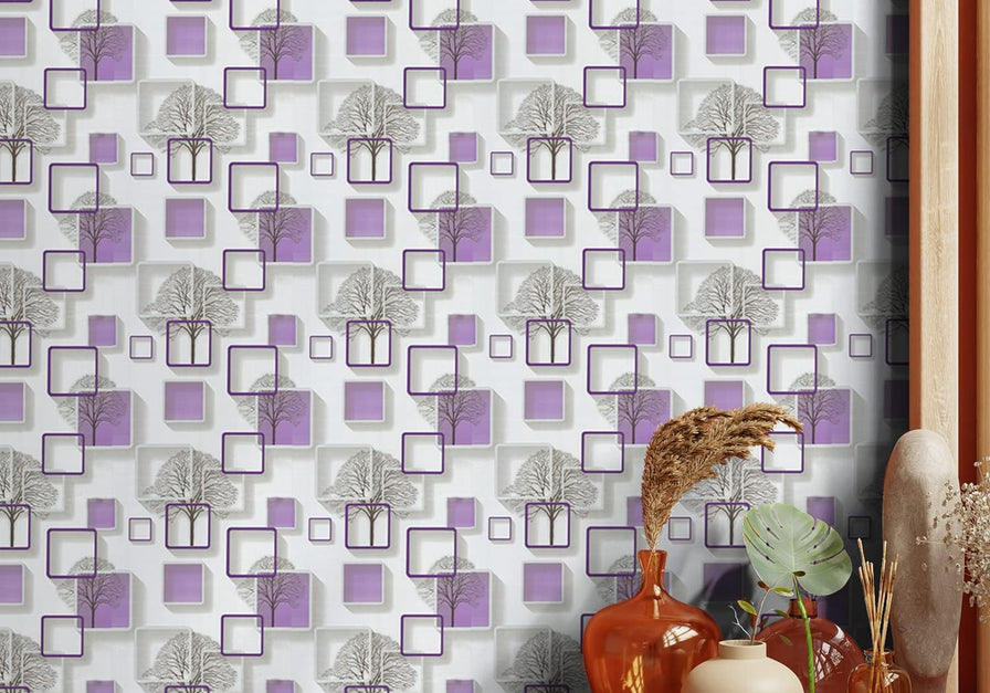 Eurotex 3D Design, Purple, Peel and Stick, 3D Self Adhesive Wallpaper - (45 cm x 300cm)